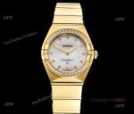 GF Factory Yellow Gold Omega Constellation Swiss Quartz Knockoff Watch 25mm 